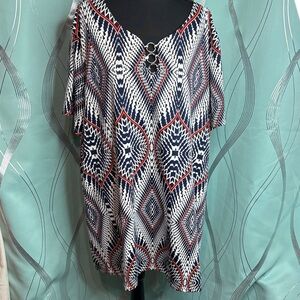 Anthony Richards Navy and Red Geometric Blouse